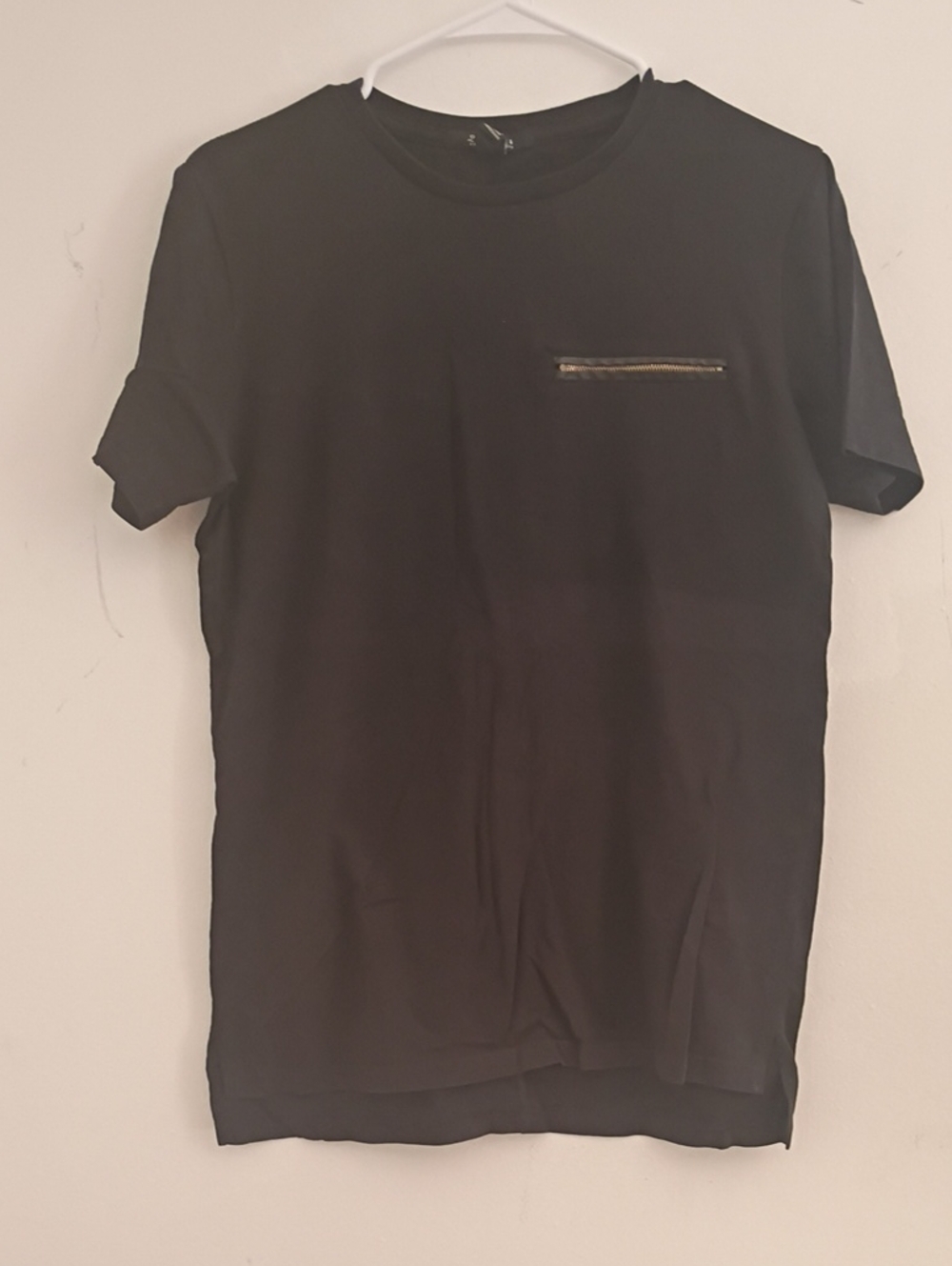 21men Black Short Sleeve Tee with Zip Chest Pocket